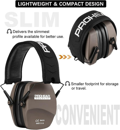 PROHEAR 016 Shooting Ear Protection Earmuffs 2 Pack, NRR 26dB for Gun Range, Hunting -Black and Green