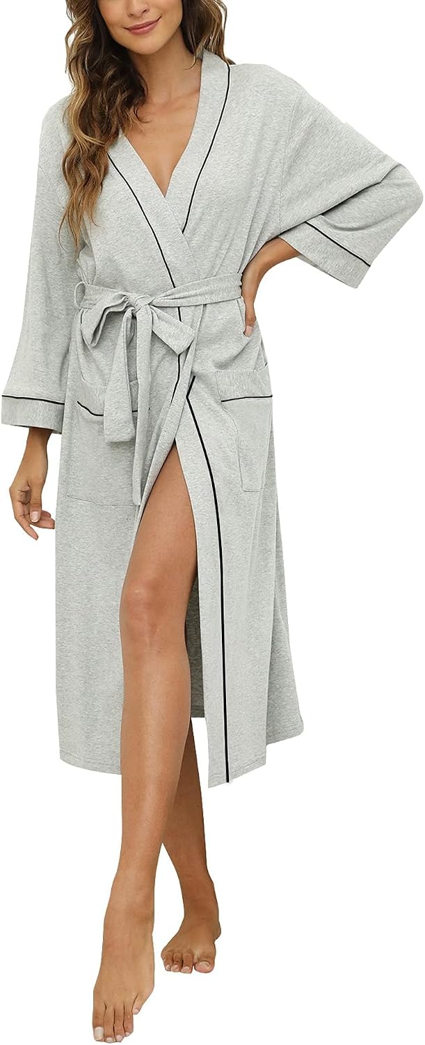 HEARTNICE Womens Cotton Robe, Soft Lightweight Long Knit Bathrobe