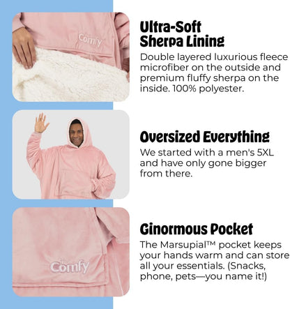 THE COMFY Original | From Shark Tank | Patented | Oversized Sherpa Wearable Blanket Hoodie| Gift for Women & Men | One Size