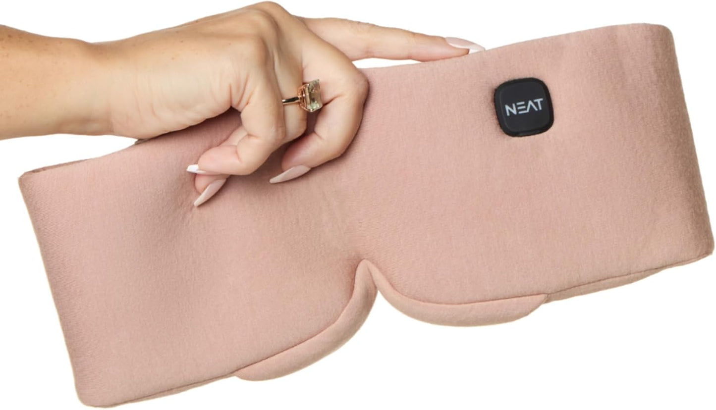 Heated Eye Mask – Cordless Electric Warm Eye Compress for Dry Eyes, Stye & Eye Strain Relief – 4 Heat Settings, Rechargeable, Light-Blocking, Blackout, Washable Cover (Sunset Rose)