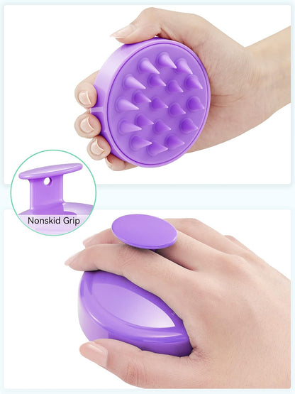 HEETA Scalp Massager Hair Growth, Soft Silicone Scalp Scrubber Shampoo Brush for Exfoliation, Dandruff Removal Head Massage Stress Relax, Wet & Dry Use for Thick Thin Curly Hair Care, Black
