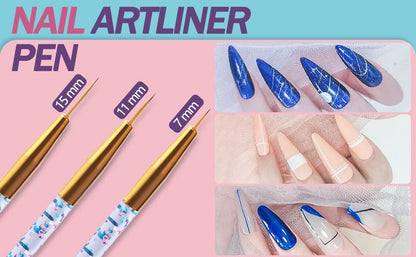 Artdone 31pcs Nail Art Brushes, Nail Art Tool Set, Dotting Tools, Dust Brush,Striping Brushes for Long Lines, Drawing Pen For Gel Polish Design supply