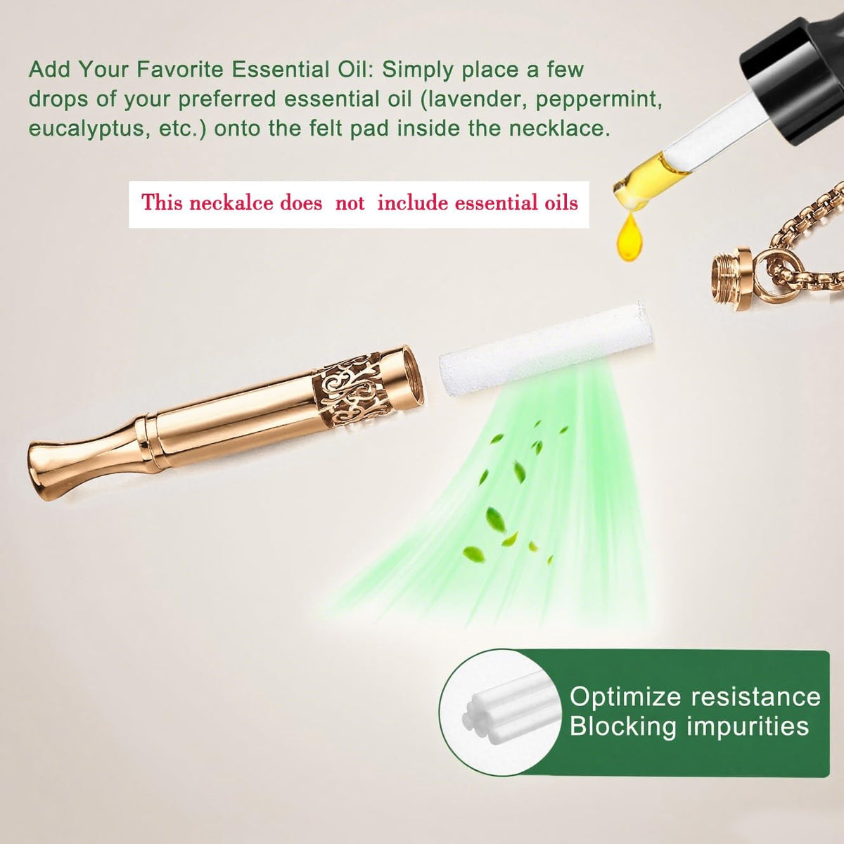 Quit Smoking Aid Necklace Stainless Steel Aromatherapy Diffuser (Rainbow)