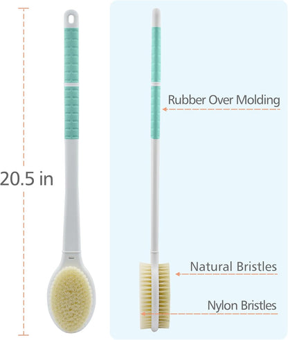 Shower Brush with Soft & Stiff Bristles,Back Scrubber Bath Body Exfoliator