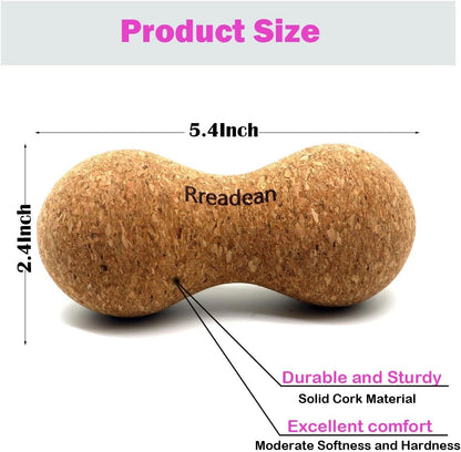 Cork Peanut Massage Ball, Lacrosse Ball Peanut Roller Massage for Rigger Point Therapy, Relax Muscles,Back Pain, Yoga & Posture Improvement