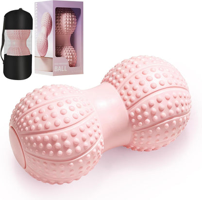 Hard Peanut Massage Ball - Dual Lacrosse Ball for Myofascial Release,Yoga & Deep Tissue Massage,Plantar Fasciitis and Acupoint Pressure Relief - Muscle Relaxer