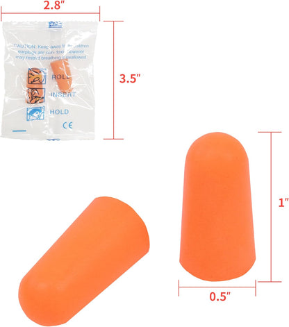 NRR 33dB Foam Ear Plugs with Cord,100 Pairs/Box，for Sleeping | Ultra-soft PU foam, fit ear canals, individually wrapped,earplugs for Construction , traveling, studying. shooting ranges