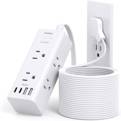 One Beat 10Ft Extension Cord with Multiple Outlets,Flat Plug Power Strip