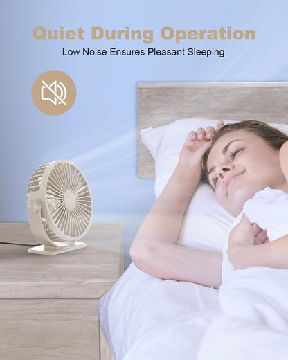 TriPole Desk Fan USB Powered Small Portable Fan, 3 Speeds Adjustable Strong Breeze Mini Personal Fans, 360° Rotation Quiet Plug In USB Fans for Desktop Bedroom Office Table Travel, Black, 4.9ft Cable