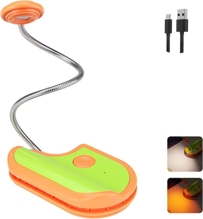 BIGMONAT Rechargeable Reading Light for Kids,Small Amber Book Light,Multi Colors Portable LED Reading Lamp with 361° Rotary Light Neck,Wireless Clip Reading Light for Books (White)