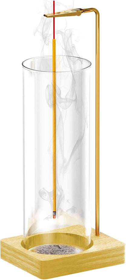 Incense Holder for Sticks, Insence-Stick Holder, Anti-Ash Flying No Mess Incense Burner, Incense Stick Holder with Glass Ash Catcher, for Yoga Spa Meditation Home Decor(2 Pack)