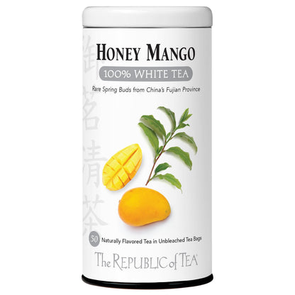 The Republic of Tea Honey Mango 100% White Tea, Low Caffeine, 50 Count