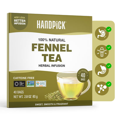 HANDPICK Fennel Tea (40 Teabags) Authentic Indian Origin Natural Grown