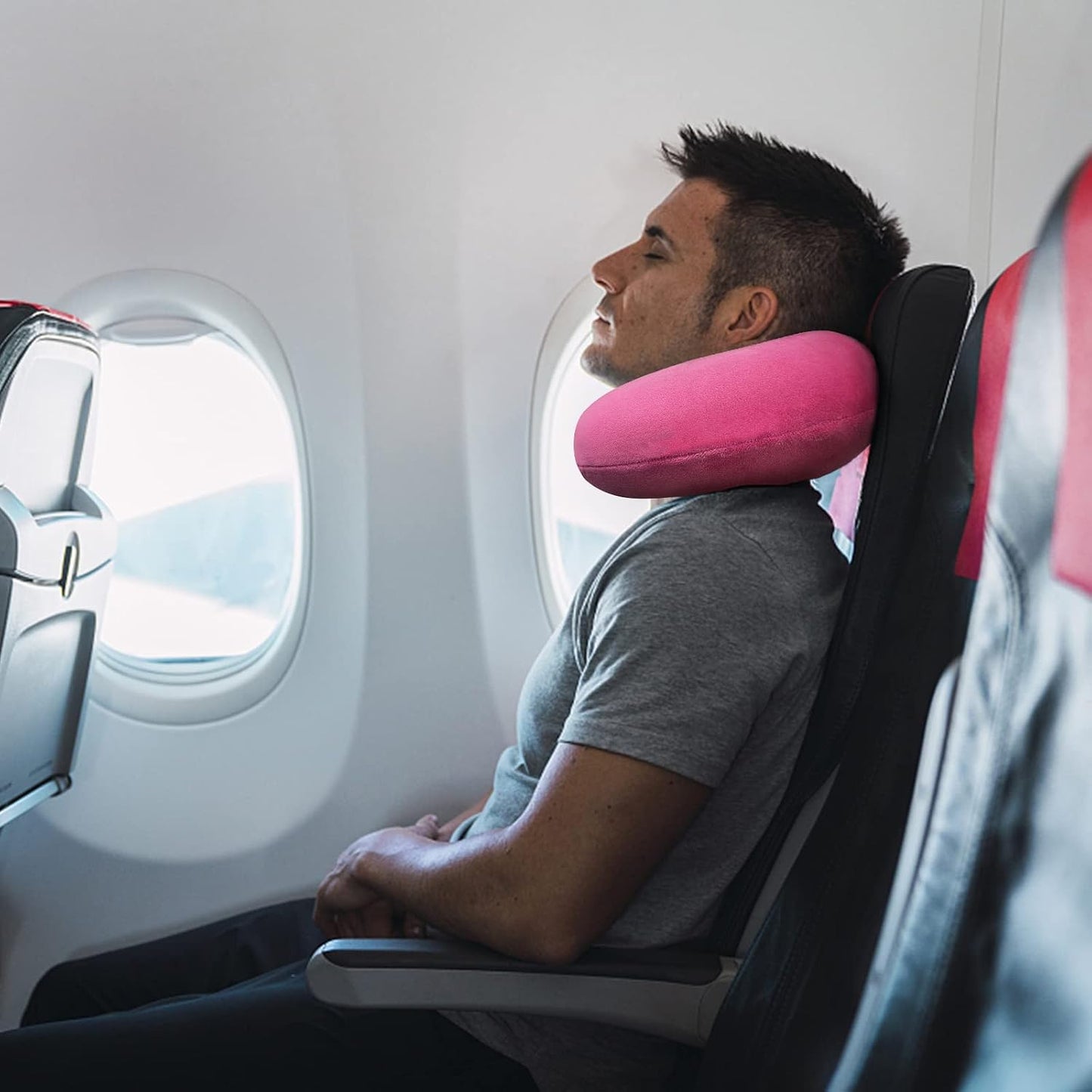 Neck Pillows for Sleeping Travel Pink Travel Pillow Comfortable U Shape Memory Foam Pillows Neck and Head Support Portable Travel Neck Pillow Suitable for Planes, Trains, Self-Driving Cars