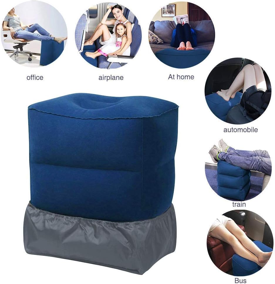ZIQIAN Inflatable Travel Foot Rest Pillow, Adjustable 3-Layer Height
