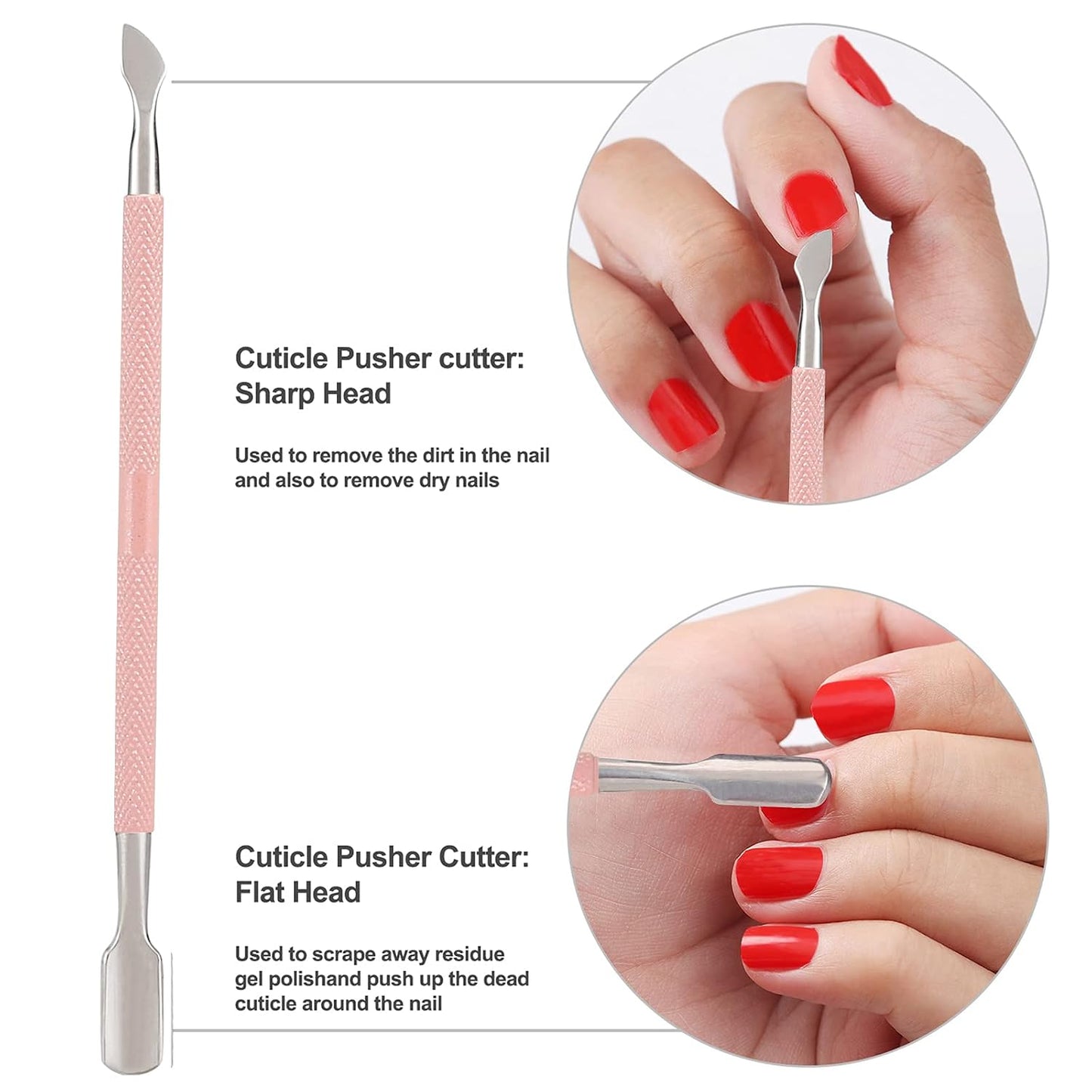 YINYIN Cuticle Trimmer with Cuticle Pusher and Cutter, Professional Stainless Steel Nippers, Cutter Clippers, Cuticle Remover, Pedicure Manicure Tools for Fingernails and Toenails, Sliver