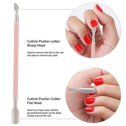 YINYIN Cuticle Trimmer with Cuticle Pusher and Cutter, Professional Stainless Steel Nippers, Cutter Clippers, Cuticle Remover, Pedicure Manicure Tools for Fingernails and Toenails, Sliver