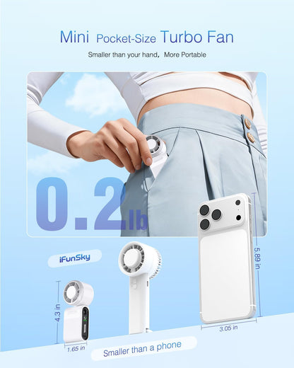 Mini Portable Handheld Turbo Fan – Small but Mighty, Whisper-Quiet, Long-Lasting, 5-Speed High-Velocity Rechargeable battery Fan, Personal Fan for Outdoor, Travel, Gifts for Women & Men(Black)