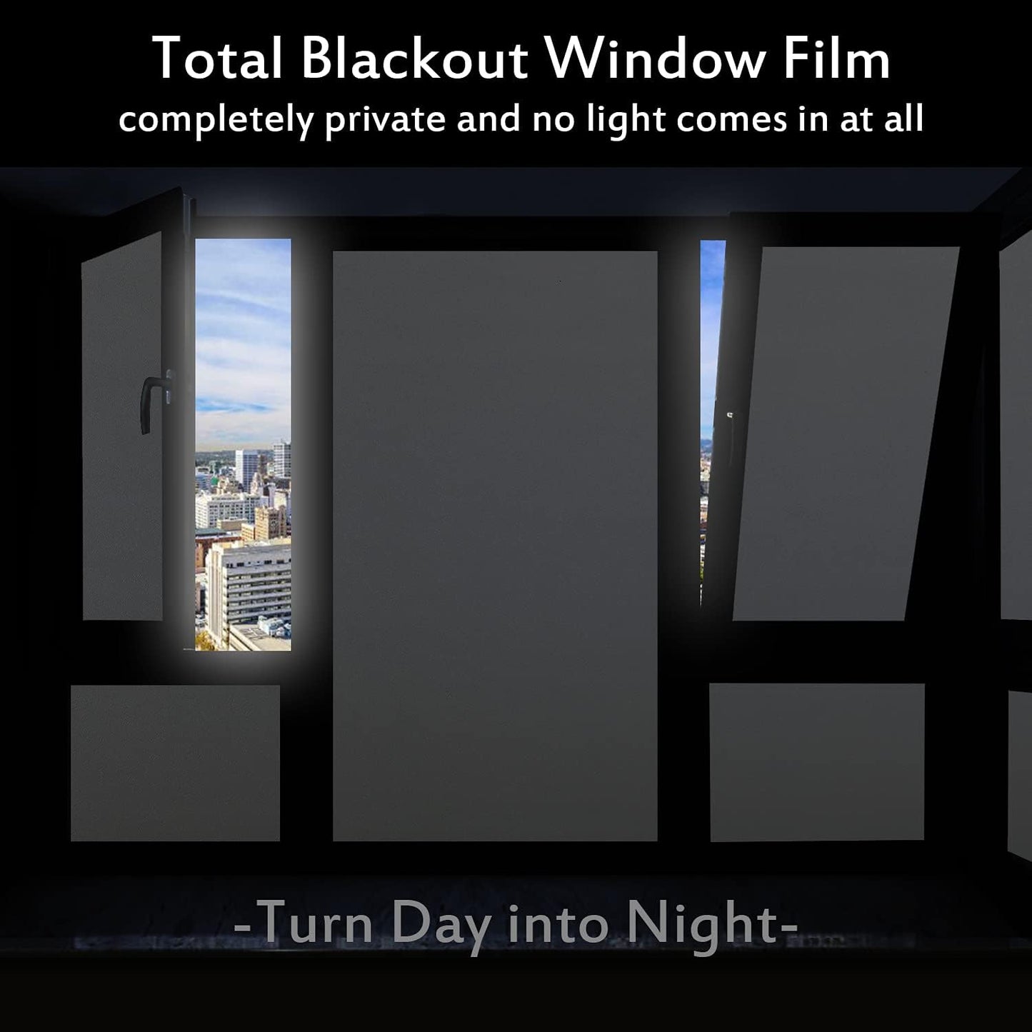Blackout Window Film, Static Cling Window Tint 100% Light Blocking No-Glue Window Cover for Home Privacy, Room Darkening, Nap Time, Aquarium, Baby Room, Day Sleeping (Matte Black, 17.7x78.7 Inch)
