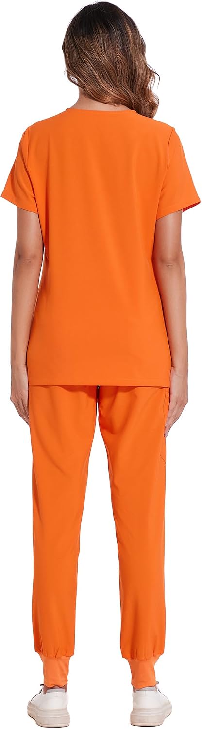 COZYFIT Scrubs for Women Set - Stretch V-Neck Scrub Top & Jogger Pant with 8 Pockets COZY SCRUBS - Colors A