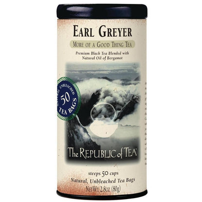 The Republic of Tea Earl Greyer Black Tea, Naturally Caffeinated, 50 Count