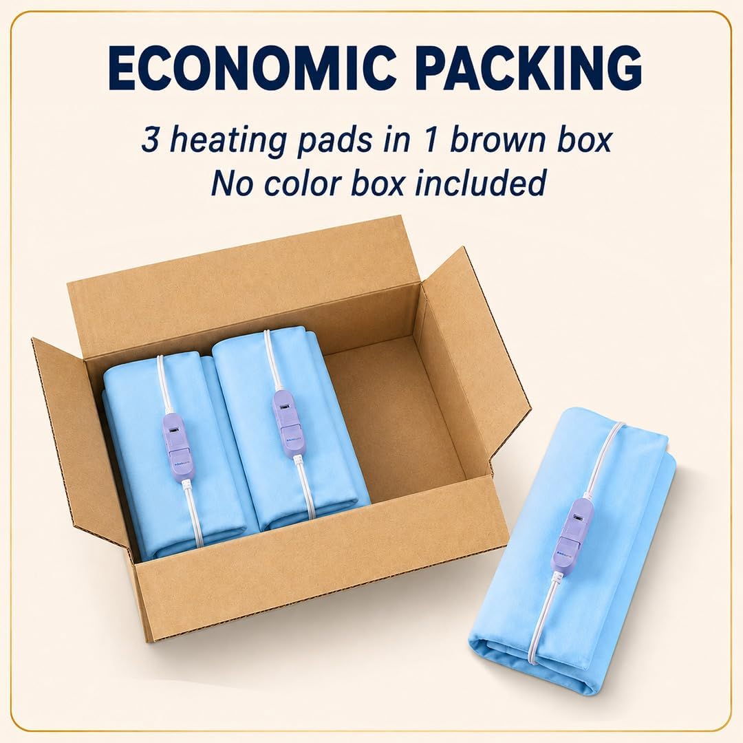 Boncare® Stay-On Small Vinyl Electric Heating Pad for Neck and Shoulders and Back Without Auto-Off, Low & High Heat Levels, Waterproof Hot Heat Pad with Washable Cover (12"x15", 1-Pack)