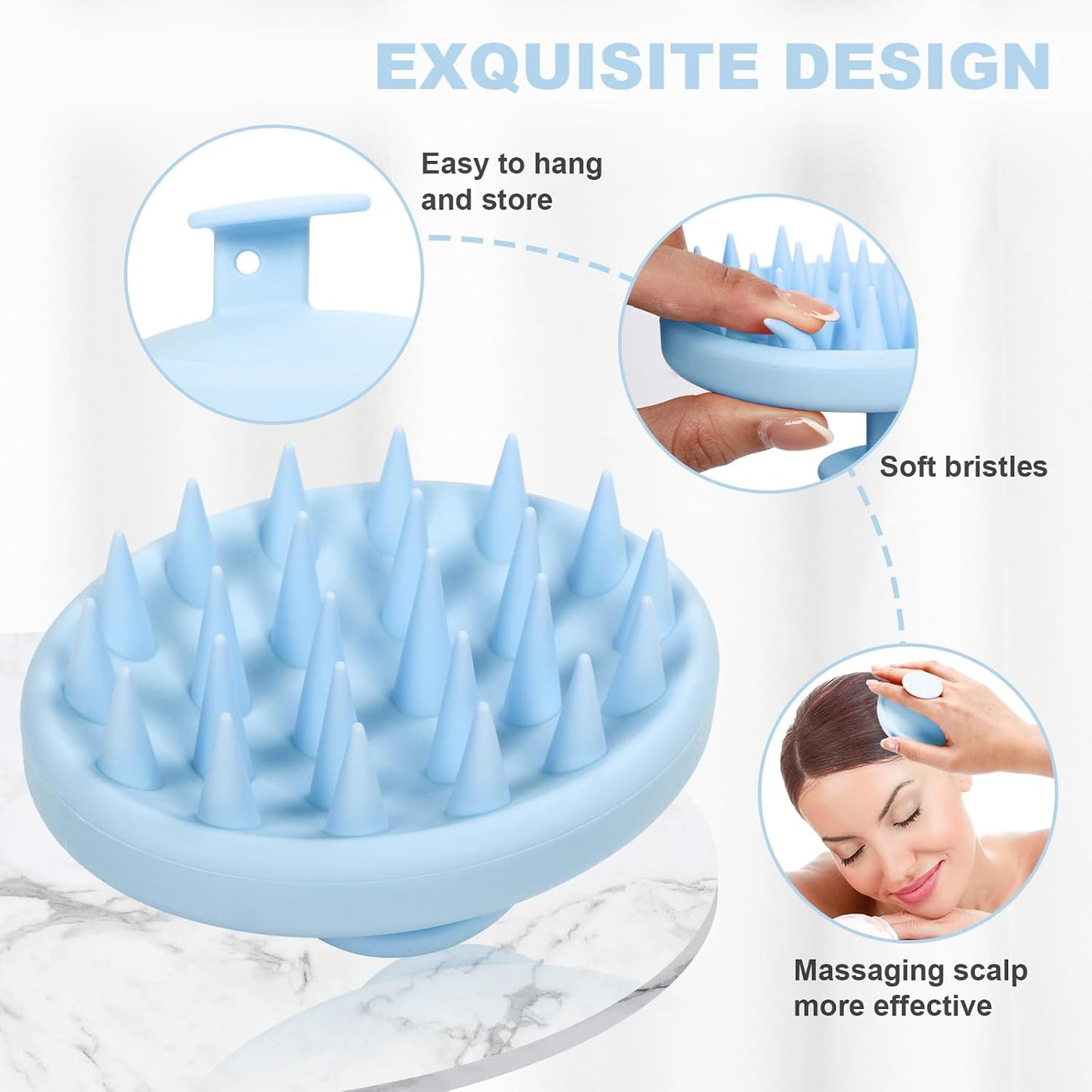 Meartchy Silicone Scalp Massager, Scalp Scrubber for Hair Growth with Soft Bristles, Scalp Exfoliator Brush Dandruff Removal Shampoo Brush for Wet Dry Scalp Care (Mint Green)