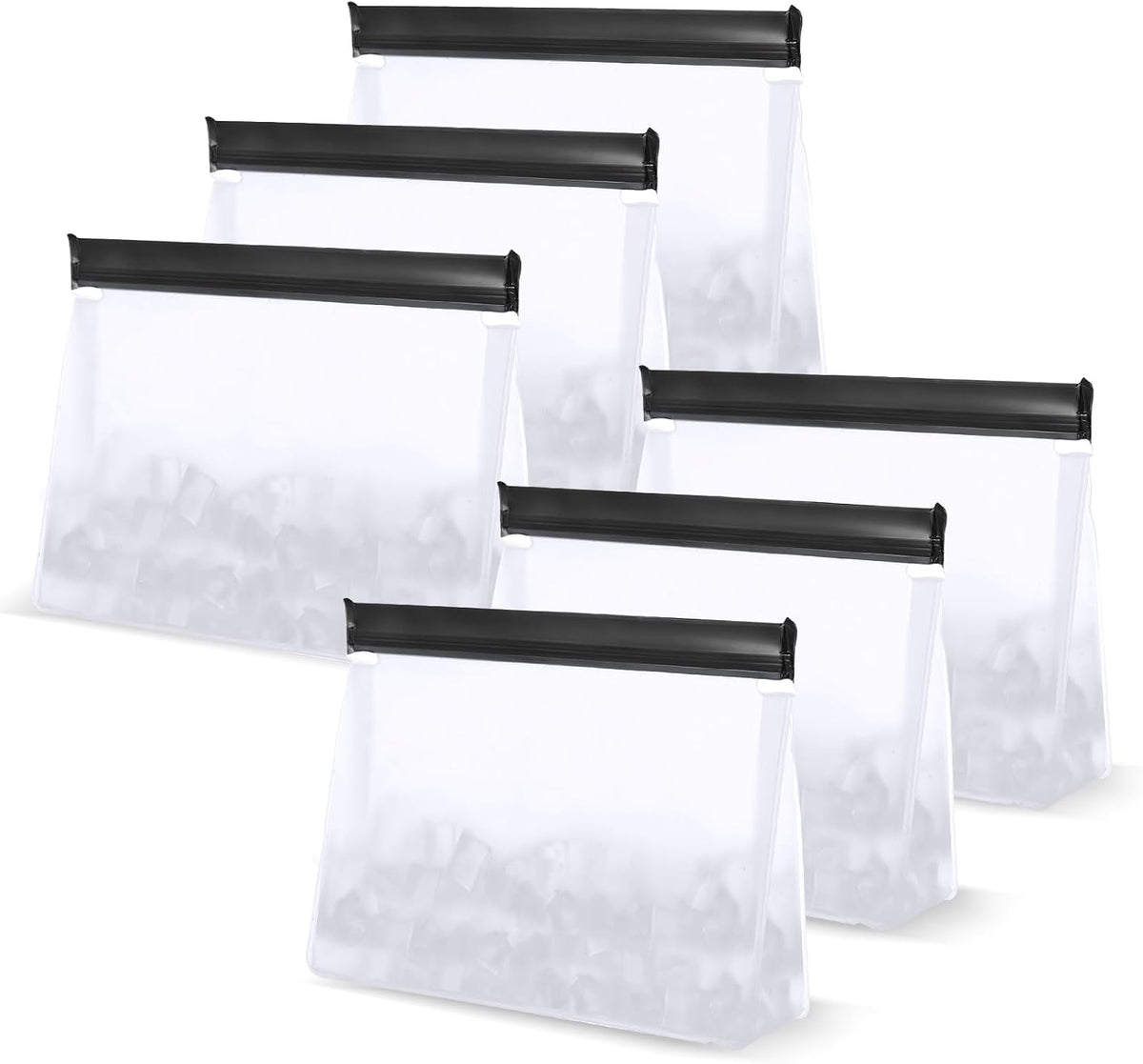 6 Pack Reusable Ice Storage Bags, 10 x 7.3 x 2.2in Leak Proof Ice Bags With Secure Zip Close Design, Bpa-Free