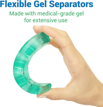 VIVEsole Toe Separators for Men & Women Medium (2 Pairs) - Silicone Gel Spreaders - Therapeutic Spa Stretchers for Plantar Fasciitis, Bunions, Overlapping Hammer Toe Spacers - Metatarsal Yoga Cushion