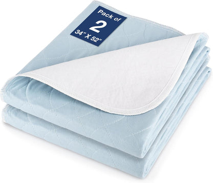 Bed Pads Washable Waterproof, 52" x 34" (2 Pack) Incontinence Bed Pads, Waterproof Mattress Protector & Washable Pee Pads, Perfect for Adults, The Elderly and Pets