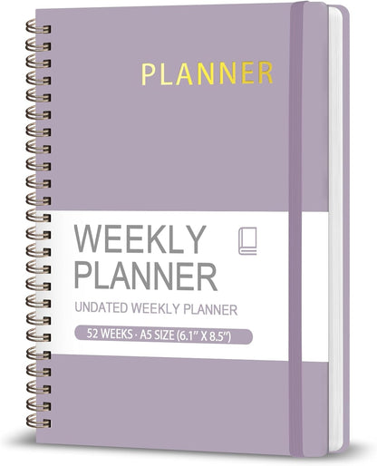Undated Weekly Planner, Weekly To Do List Notebook, A5 Daily Planner | Office School Supplies, Spiral Binding, Inner Pocket, Goal, Organizer, Habit Tracker