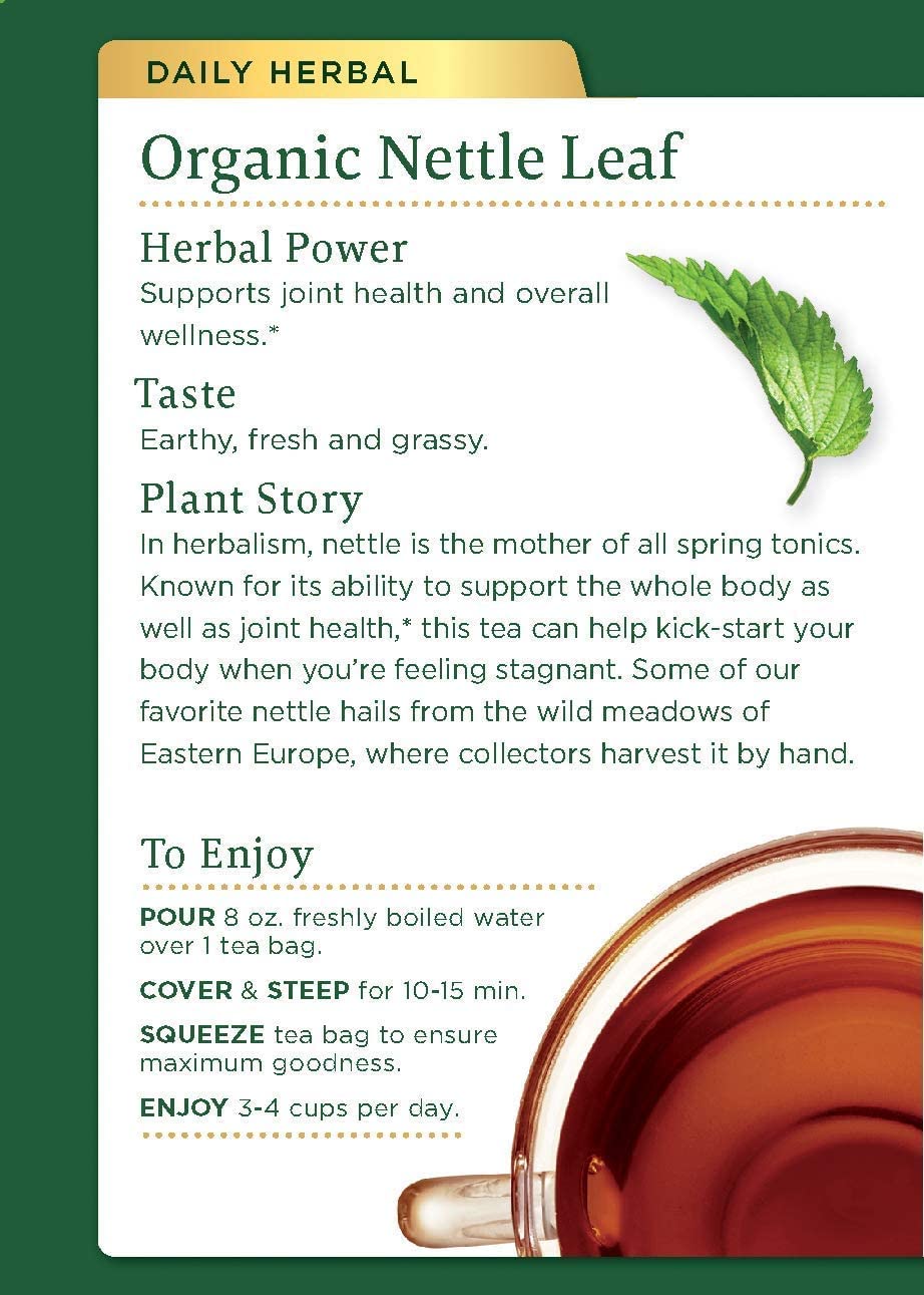 Traditional Medicinals Organic Nettle Leaf Herbal Tea, Supports Joint Health & Overall Wellness, (Pack of 6) - 32 Tea Bags Total