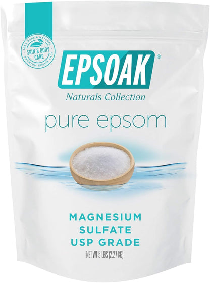 Epsoak Epsom Salt 38 lb. Magnesium Sulfate USP. (Qty. 2 x 19 lb. Bags) Resealable Epsom Salt Bag Unscented, Made in The USA, Cruelty-Free Certified