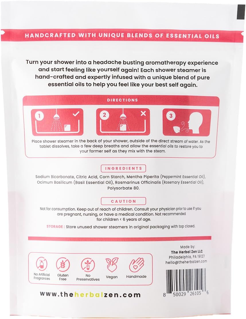 The Herbal Zen Head Hug Shower Steamer Aromatherapy Relief - 10 Pack