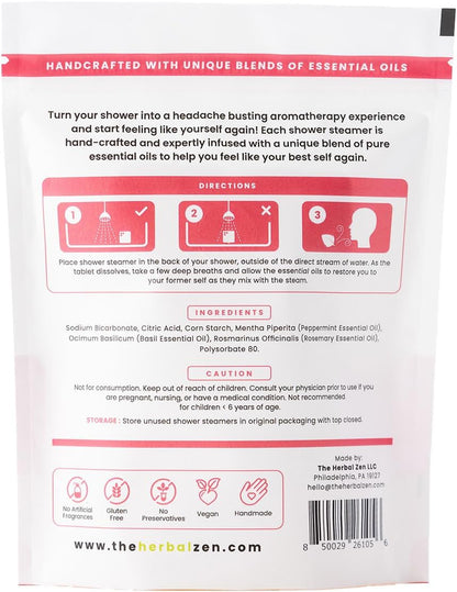 The Herbal Zen Head Hug Shower Steamer Aromatherapy Relief - 10 Pack