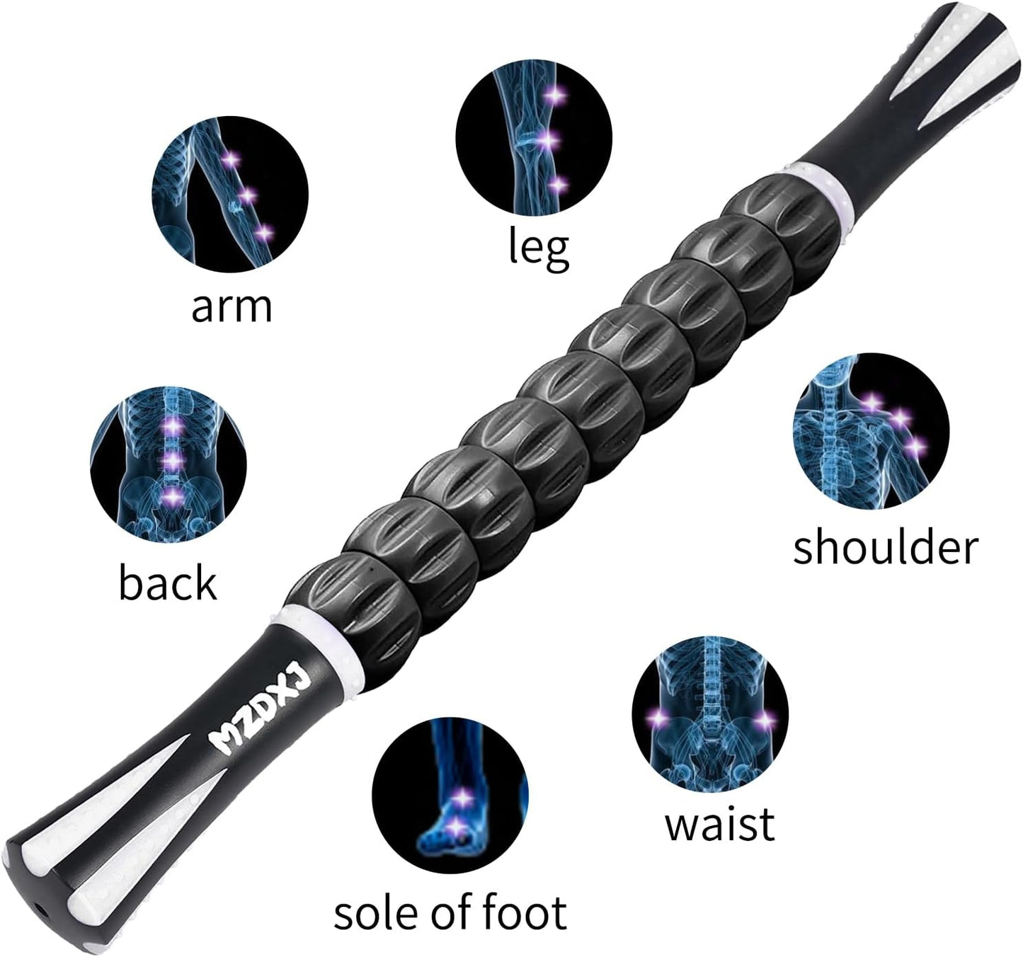 Muscle Roller Massage Roller Stick- Deep Tissue Fascia Blaster for Myofascial Pain Relief, Lymphatic Drainage & Body Sculpting, Handheld Physical Therapy & Recovery Tool (Pink black-18 inch)
