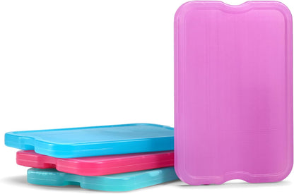 Cool Coolers by Fit & Fresh 4 Pack XL Slim Ice Packs, Quick Freeze Space Saving Reusable Ice Packs for Lunch Boxes or Coolers