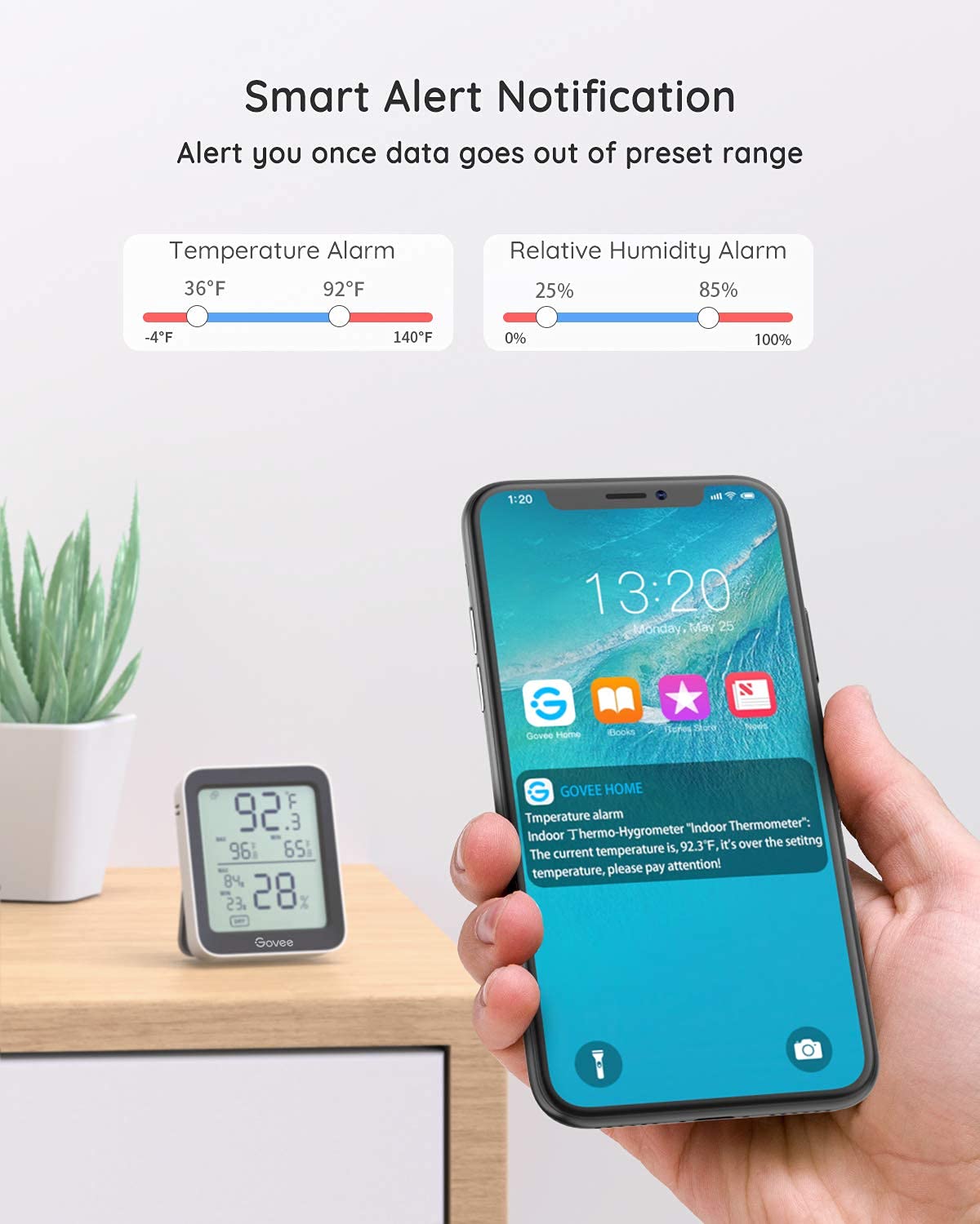 Govee Indoor Hygrometer Thermometer H5075 with Bluetooth App Control
