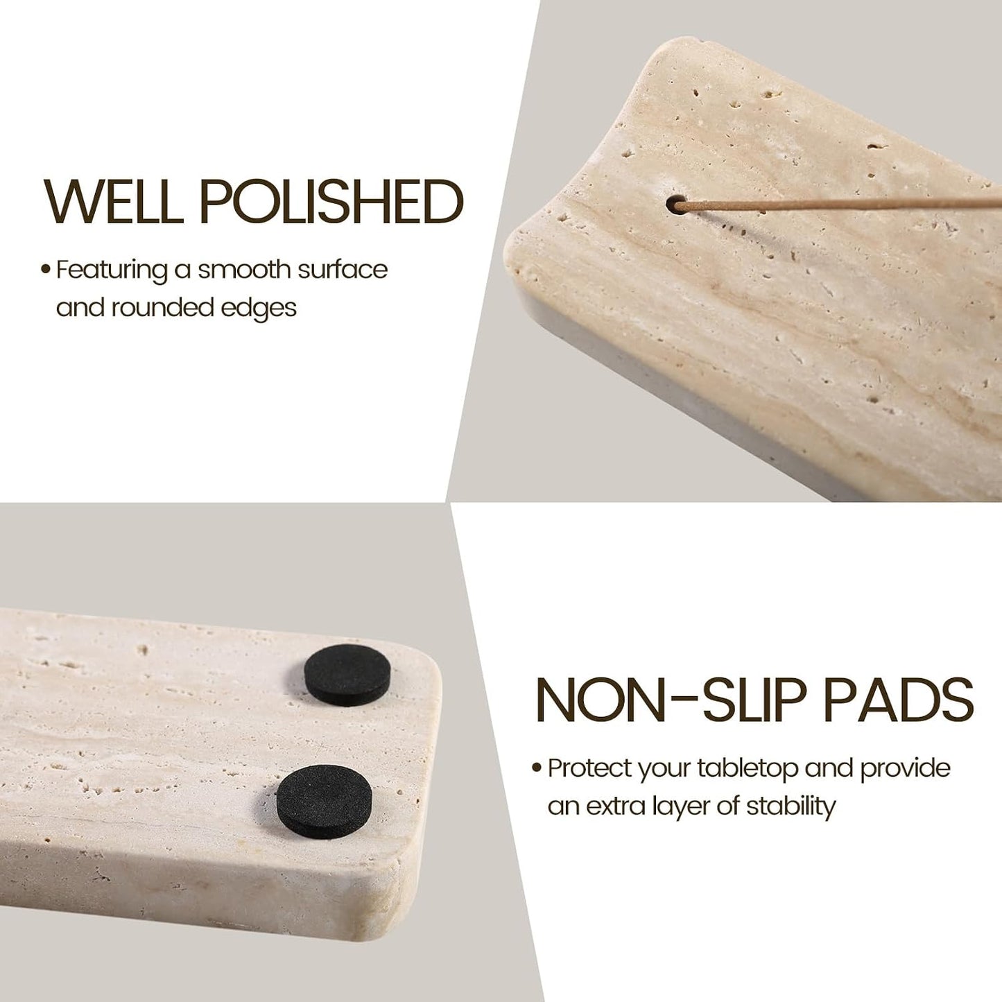 Koville Marble Incense Holder, Incense Holder for Sticks, Incense Sticks Holder Ash Catcher for Meditation Yoga SPA, Natural Stone Incense Burner, Home Table Decor (Grey)