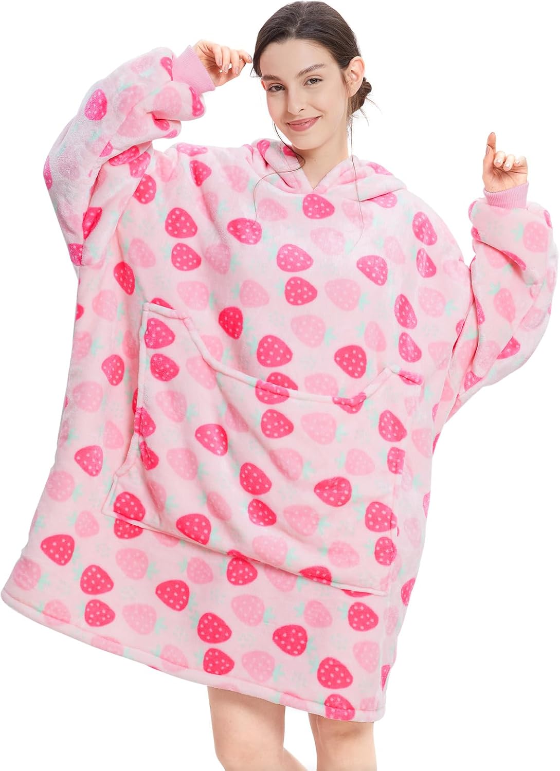 Aemilas Wearable Blanket Hoodie - Warm Sherpa Blanket Sweatshirt as Gifts for Adult Women Mom Men, One Size Fits All