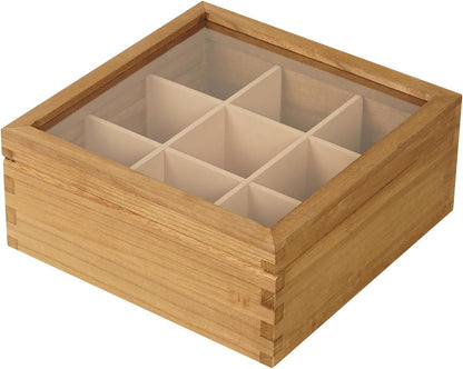 Wood Tea Bag Organizer, 6 Compartment Multi-Functional Tea Box and Storage Organizer for Tea Bags, Tea Container for Tea Lovers