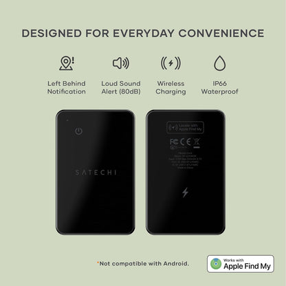 Satechi FindAll Wallet Card, Find My Compatible, Wireless Charging, Black