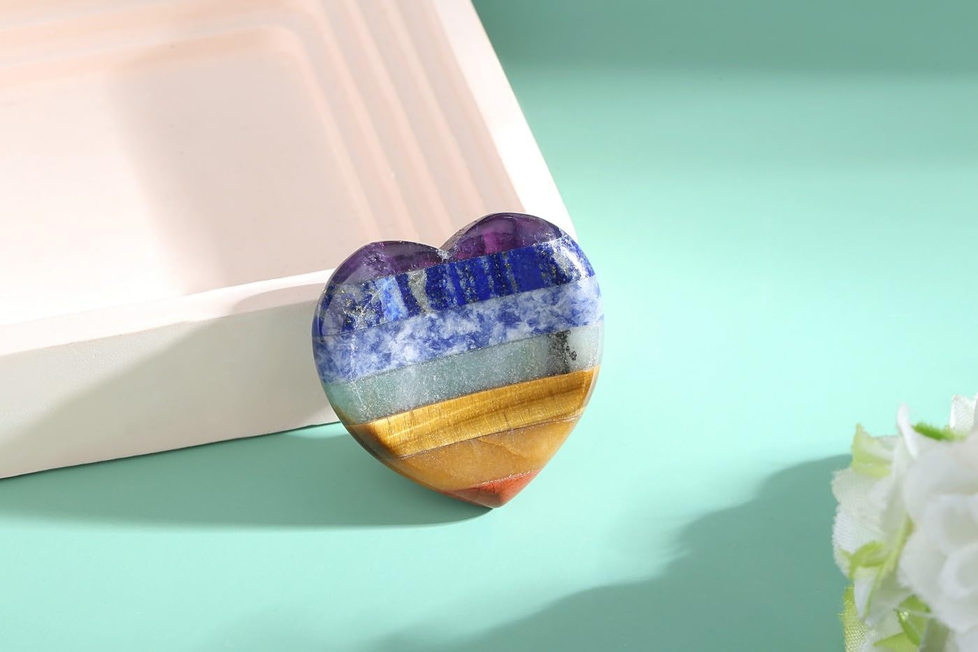 Worry Stone Crystals and Healing Stones Anxiety Fidgets Natural Meditation Accessories 7 Chakra Thumb Sensory Mental Health Depression Stress Anxiety Relief Items Mother's Day Gifts for Women
