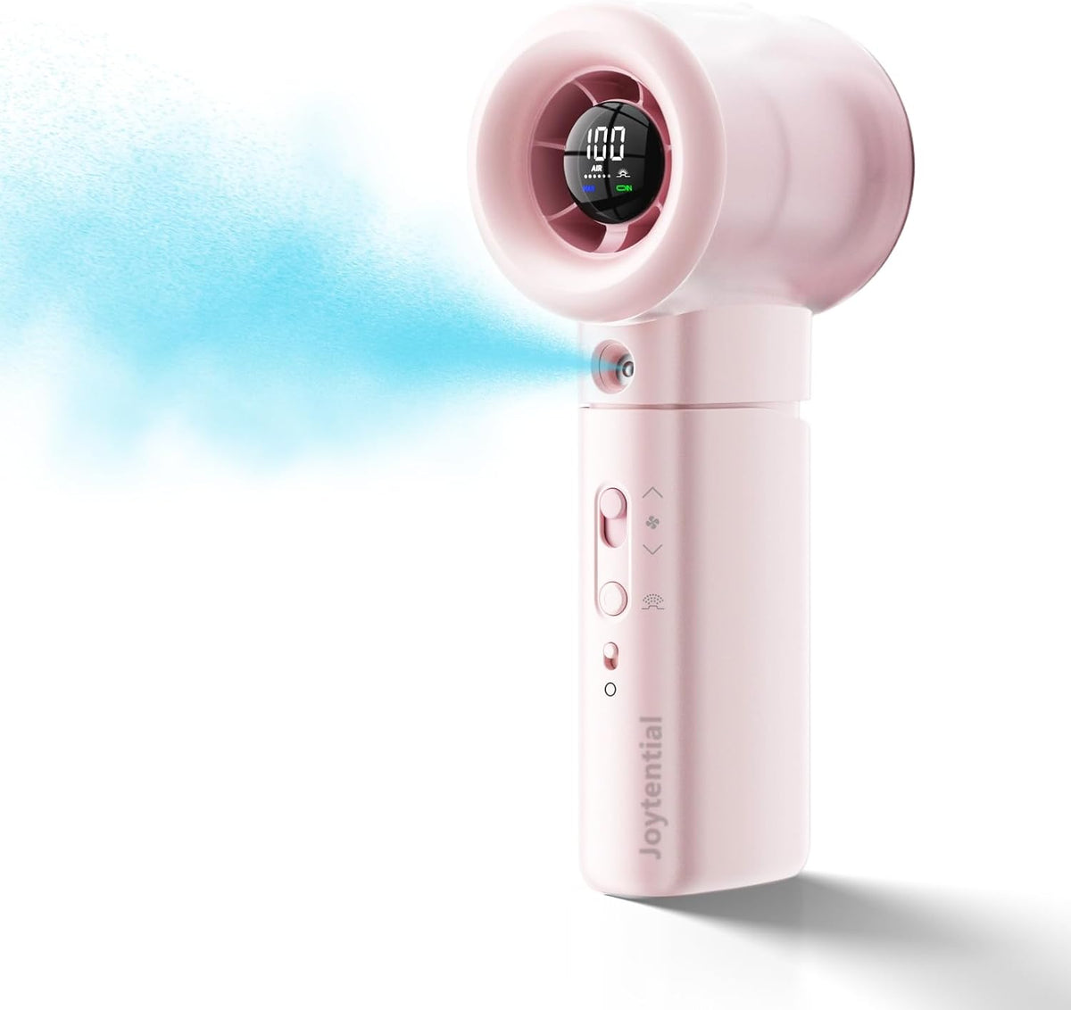 Portable Misting Fan Handheld, Turbo Mist Hand Fan USB Rechargeable with Digital Display, Powerful Spray Personal Fan for Travel, Outdoor, Beach Vacation, White