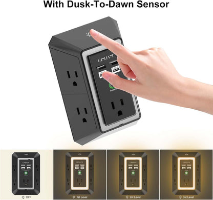 Wall Charger, Surge Protector, QINLIANF 5 Outlet Extender with 4 USB Ports