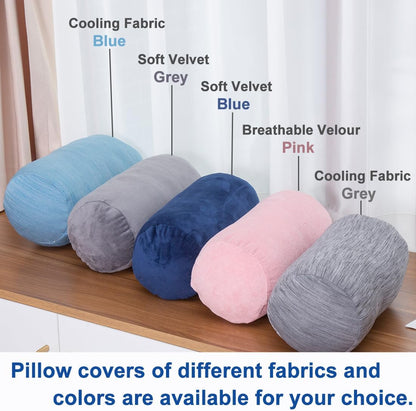 1 MIDDLE ONE Round Cylinder Bolster Pillow with Removable Velvet Cover, Tube Roll Cervical Pillow for Head, Neck, Back and Legs Support, 13"x 6", Blue