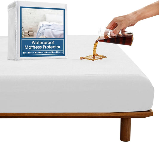 Full Size Waterproof Mattress Protector Cover Pad, Bed Fitted Sheet