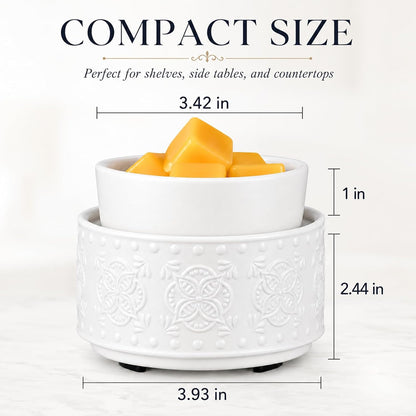 mocosa Ceramic Wax Melt Warmer, 3-in-1 Electric Wax Warmer for Scented Wax Melts, Flameless Candle Wax Burner for Home Fragrance, Bedroom Bathroom Office Decor, Gifts for Women Mom(Beige-Granular)