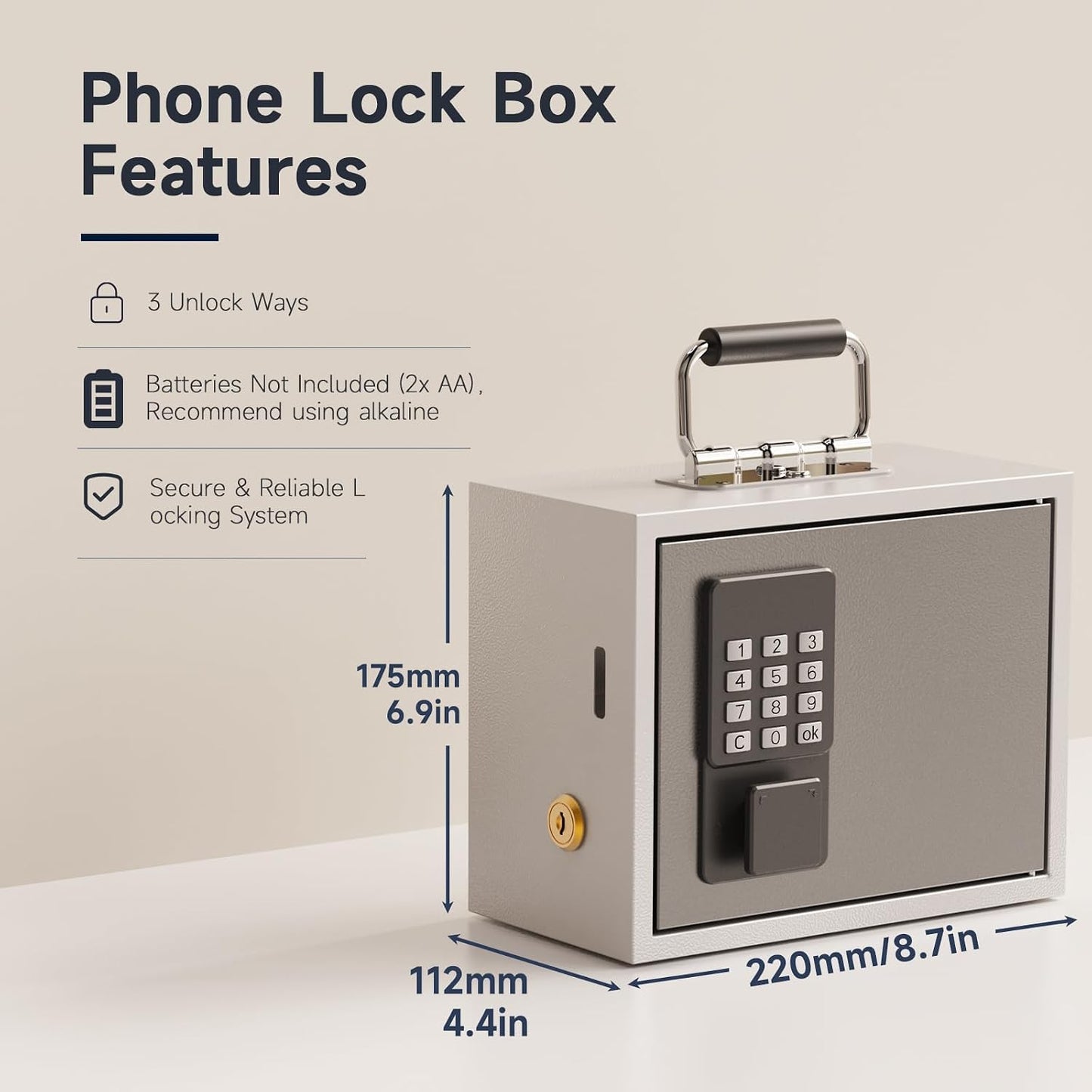 WeHere Phone Lock Box, Reduce Screen Time & Cravings, Time Lock Box with Time Period Password & App, 3 Unlock Modes, Phone Jail for Kids & Adults Focus Back