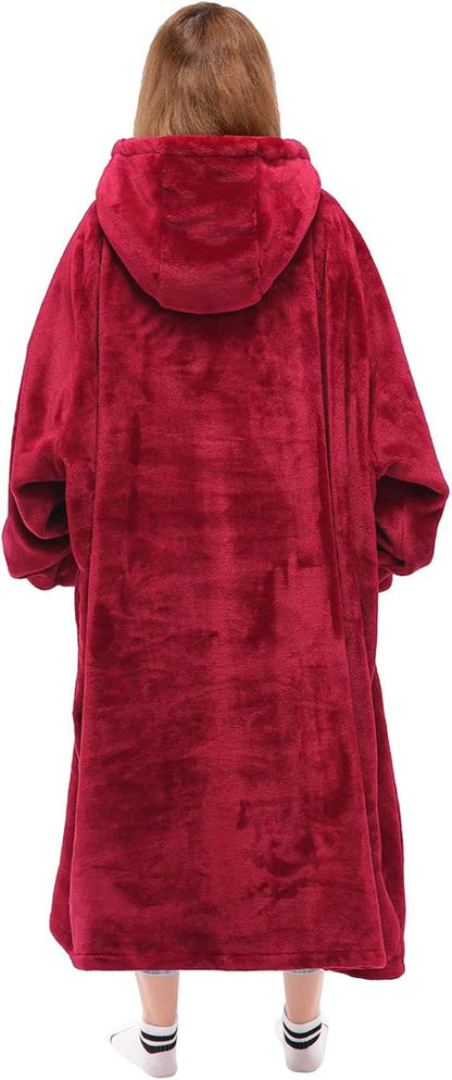 Waitu Wearable Blanket Sweatshirt Gifts for Women and Men, Warm and Cozy Giant Blanket Hoodie, Thick Flannel Blanket with Sleeves and Giant Pocket - Dark Gray